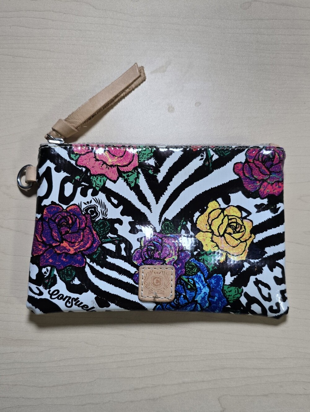 Consuela Floral Zebra Print Wristlet Pouch